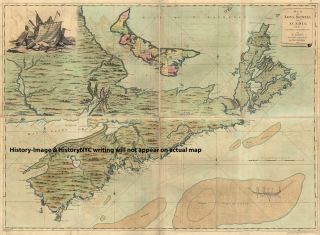 1768 Very Large Wall Map Nova Scotia St John's Island  