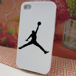 Apple iPhone 4 4S Jordan Black White Rubber Silicone Skin Case Phone Cover G  