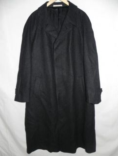 Mens Joseph Abboud Cashmere Wool Herringbone Long Coat Overcoat CHarcoal 42L 42  