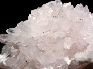 Quartz Crystal Cluster on Pink Rhodochrosite Matrix  
