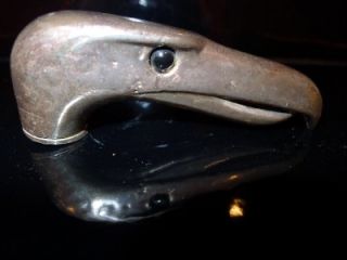 Vintage Cane Handle Eagle Glass Eye Silver  