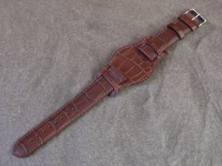 Genuine Leather "Bund" Military Watch Strap "Crocodile Grain" Leather 20mm  