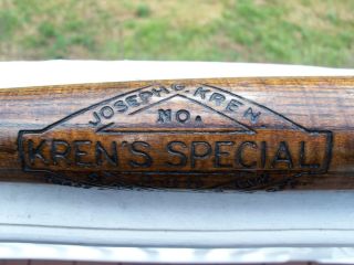 Vintage Joseph G Kren's Baseball Bat  