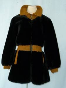 Mod Vtg 60s 70s Black Fur Joseph J Stefani Furs Fab Paisley Lined Zip Jacket M  