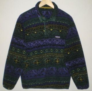 Vtg Unisex Patagonia Indian Aztec Tribal Print Fleece Sweater Jacket M Chest 43  
