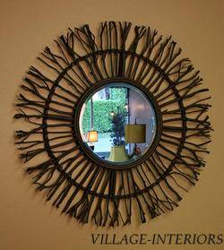 Josiah Uttermost Organic Wood Sunburst 38 Round Mirror  