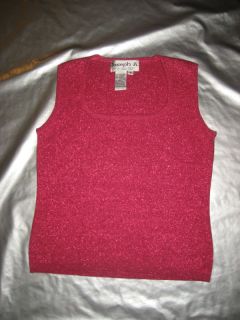 Joseph A Pink Metallic Silk Blend Sweater Top Sleeveless Stretch Size Medium  