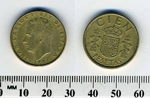 Spain 1986 100 Cien Pesetas Aluminum Bronze Coin King Juan Carlos  