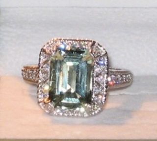 Judith Ripka Sterling Silver Mint Quartz Emerald Cut Ring Sz 11 New  