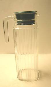 Large Vintage Ribbed Glass Juice Container Clear Color  