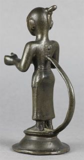 Unusual Antique South Indian Bronze Joss Stick Holder Dipalakshmi 18th C  