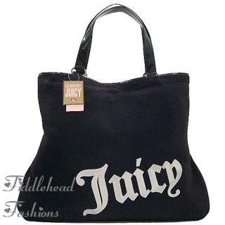Juicy Couture Black Large Tote Velour Logo Diaper Bag  