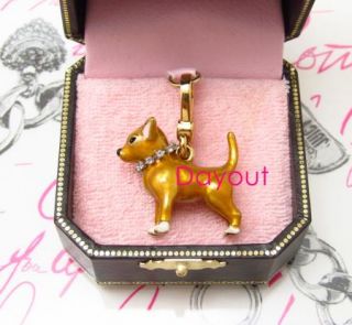 Authentic Juicy Couture Chihuahua Dog Animal Gold Bracelet Charm YJRUO815 rare  