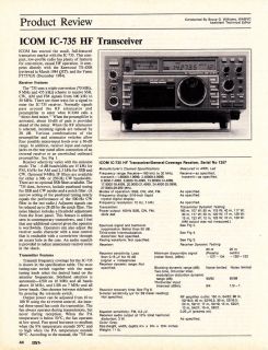  IC 735 HF TRANSCEIVER PRINT AD  by Mike Kaczynski W1OD