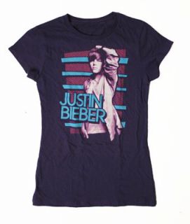 Justin Bieber Dots Stripes Purple Juniors T Shirt M