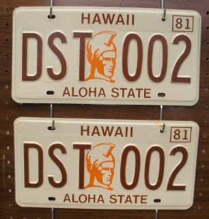Pair of 1981 Hawaii King Kamehameha License Plates Mint New Old Stock