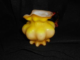Kanawha Glass yellow cased Peachblow line pitcher WV ,West Virginia, W