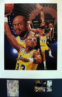 Kareem Abdul Jabbar Signed Montage Painting Lithograph by Danny Day