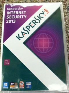 Kaspersky Internet Security 2013 3pcs 1 Year Antivirus Retails $75