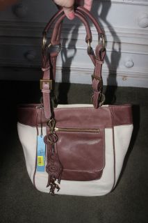 Kate Landry Dillards Handbag Leather Canvas Brown Designer $129 Large