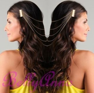 Kim Kardashians Retro Catwalk Fashion Hair Jewel Chain Clip Comb Slide