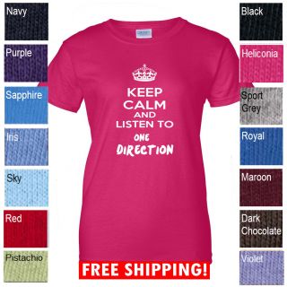 Keep Calm and Listen to One Direction T Shirt Tour Ladies s 2X 1D All