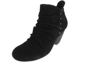 Dr Scholls NEW Arch Black Suede Studded Booties Heels Ankle Boots