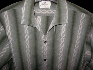 Vintage 50s Kentfield Shadow Print Shirt Convertible Collar 42Chest