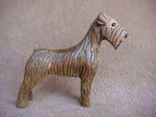 Vintage Wood Carved Lakeland Welsh Fox Airedale Terrier Dog