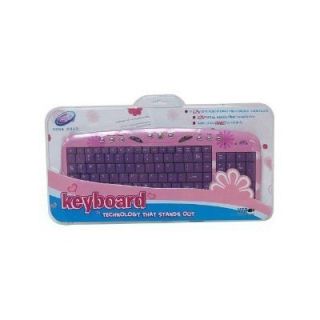 Girl Gear Pink Daisy Compact USB Keyboard w Purple Keys