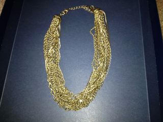 Kiam Family Lia Sofia 12 Strand Antiqued Jewelry Necklace Gold Tone