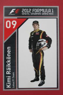Kimi Raikkonen Lotus Postcard Card Formula 1 F1 GP Singapore Grand