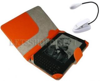 FOR  KINDLE 3 3G WIFI ORANGE LEATHER CASE COVER SLEEVE BAG DUAL