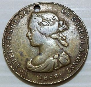 Spain 1868 10 Escudos Gaming Coin Counter Token