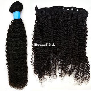 Womens Kinky Curly Indian Remy Virgin Human Hair Weft Natural
