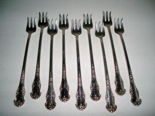 Set of 9 King Edward Holiday Silverplate Seafood Cocktail Forks