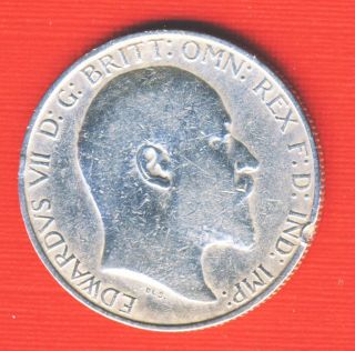 King Edward VII 1907 Silver 2 Florin Two Shillings Coin