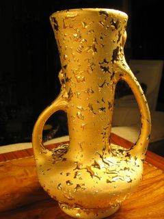 Kingwood Ceramic Art Pottery Weeping Bright Gold Vase