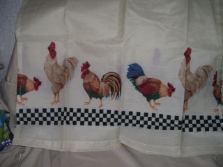 Two Rooster Kitchen Tier Curtains Panels NWOT