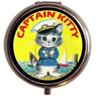 Sea Kitty Kitsch Kawaii Storybook Cat Pill Box Pillbox Case Trinket