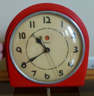 Kitchen on Vintage Red Bakelite Telechron Kitchen Wall Clock Electric
