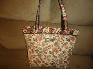 Longaberger Quilted Autumn Path Ruffle Top Tote Bag Purse New