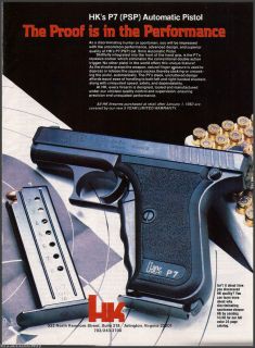 1982 HK Heckler & Koch P7 (PSP) Automatic PISTOL AD~COLLECTIBLE Gun