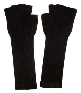 Long Fingerless Knit Texting Gloves Arm Warmers Black