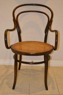 Antique Thonet Style Jacob Josef Kohn Bentwood Arm Chair w Cane Seat