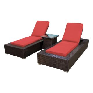 Combo 2 Kokomo Outdoor Wicker Patio Chaise Lounges W Side Table Spice
