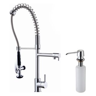 Kraus Commercial Pre Rinse Chrome Kitchen Faucet and Soap Dispenser