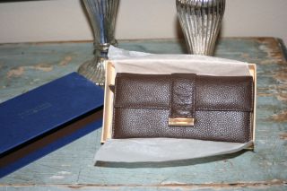Kristen Bell for Erica Anenberg Wallet Brown with Gold Buckle 7 5 x 4