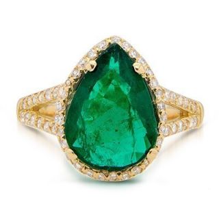 Stunning Natural 4 40 Ct Pear Emerald Diamond RING18K