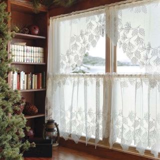 Woodland Pinecone White Lace Window Tiers by Heritage Lace